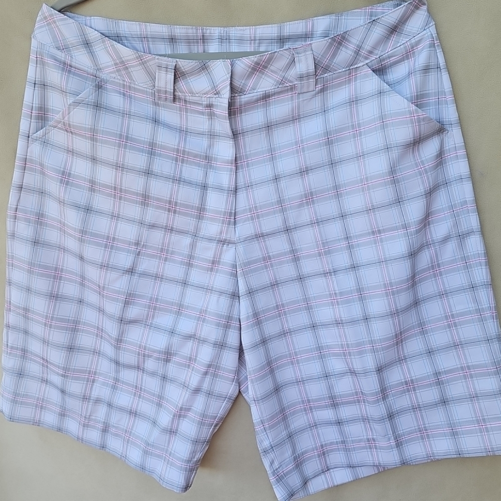 Pebble Beach Women's Plaid Bermudas - Pink and White